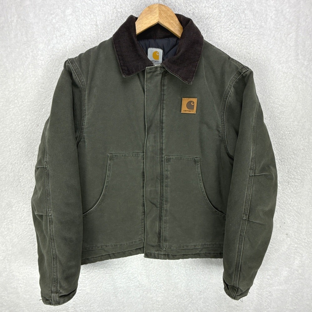 Carhartt Sandstone Jacket Arctic Quilt‎ Lined Mens Medium J22 MOS Moss Green EUC
